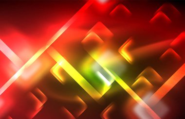 Siyah Neon parlak ışık hatları, techno modern şablon