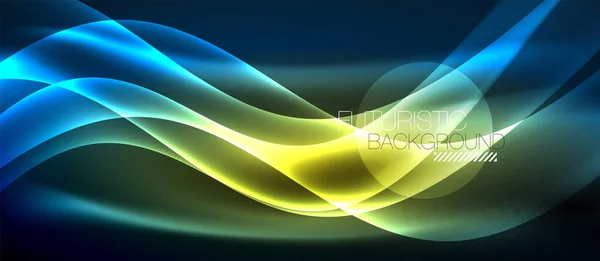 Glowing abstract wave on dark, shiny motion, magic space light. Techno abstract background — Stock Vector