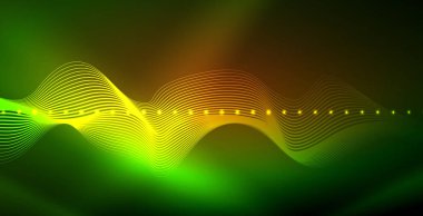 Koyu, parlak hareket, sihirli alan ışık parlayan soyut dalga. Techno arka plan