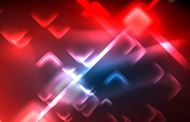 Neon parlayan techno hatları, yüksek teknoloji fütüristik arka plan şablonu kare şekilleri ile