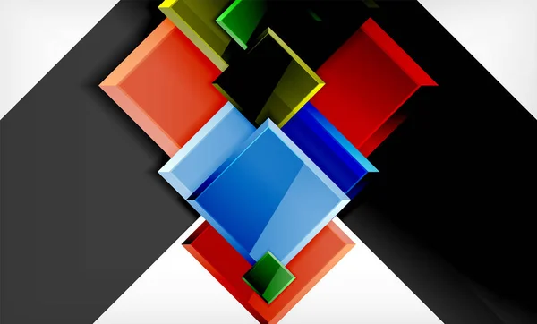 Brilhante colorido quadrado forma blocos geométrico fundo — Vetor de Stock