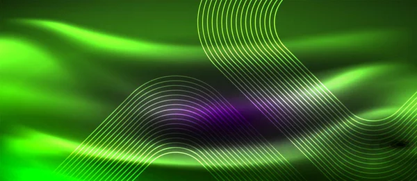 Glödande glänsande Neon kvadrerar abstrakt bakgrund, Techno modern mall — Stock vektor