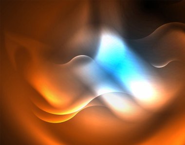 Neon parlayan dalga hatları, mavi Hi-Tech futuristik soyut arka plan şablonu