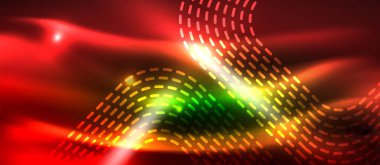 Neon parlayan elemanları, parlak hareket konsepti ile koyu arka plan