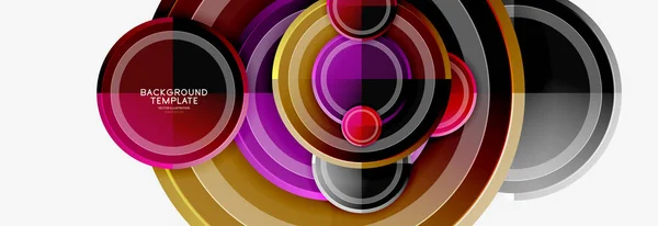 Formes géométriques rondes abstraites, fond de cercles modernes — Image vectorielle