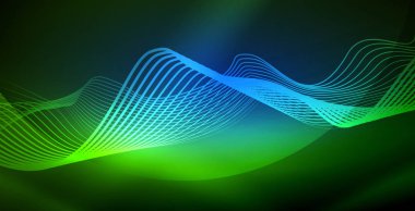 Koyu, parlak hareket, sihirli alan ışık parlayan soyut dalga. Techno arka plan