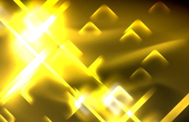 Siyah Neon parlak ışık hatları, techno modern şablon