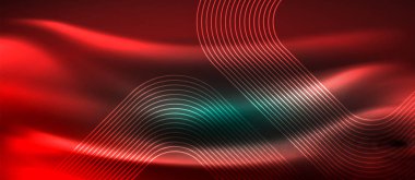 Neon parlayan elemanları, parlak hareket konsepti ile koyu arka plan