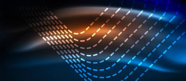 Neon parlayan techno hatları, yüksek teknoloji fütüristik arka plan şablonu kare şekilleri ile