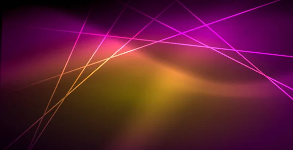 Neon izzó vonalak, mágikus energia tér fény koncepció, elvont háttér tapéta tervezés — Stock Vector