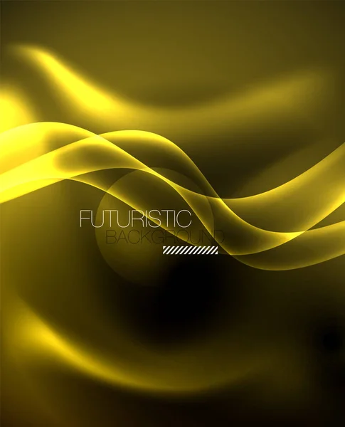 Dunkler Hintergrund mit neonfarbenen Wellen, Vektorschablone — Stockvektor