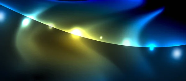 ネオン輝く線、魔法のエネルギー空間ライトコンセプト、抽象的な背景壁紙デザイン — ストックベクタ