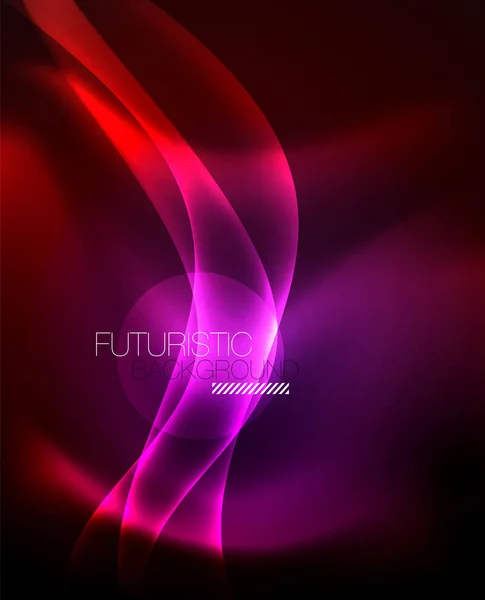 Neón líneas de onda de color fondo abstracto, luz futurista techno magia — Vector de stock