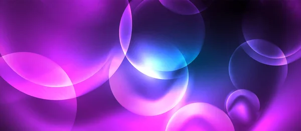 Сині неонові бульбашки і кола абстрактний фон, футуристичний магічний техно дизайн — стоковий вектор