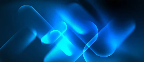 Blauwe neon ronde vormen techno achtergrond — Stockvector