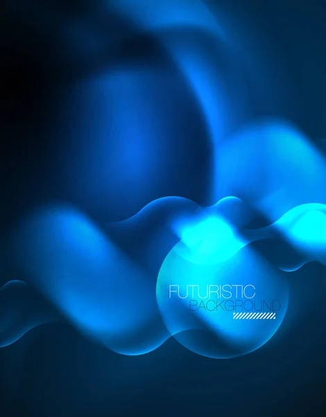Linhas de onda brilhante néon, azul oi-tech modelo de fundo abstrato futurista —  Vetores de Stock