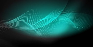 Koyu, parlak hareket, sihirli alan ışık parlayan soyut dalga. Techno arka plan