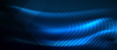 Neon parlayan techno hatları, yüksek teknoloji fütüristik arka plan şablonu kare şekilleri ile