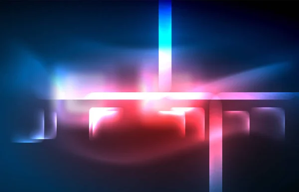 네온 빛을 내 테크노 라인, 사각형 모양으로 첨단 미래 추상 배경 템플릿 — 스톡 벡터