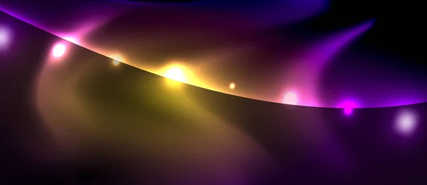 Glänsande glödande Neon ljus våg bakgrund — Stock vektor