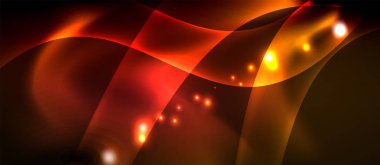 Neon renk dalgası hatları soyut arka plan, sihirli techno futuristik ışık