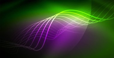 Koyu, parlak hareket, sihirli alan ışık parlayan soyut dalga. Techno arka plan