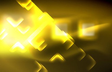 Siyah Neon parlak ışık hatları, techno modern şablon