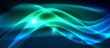 Koyu, parlak hareket, sihirli alan ışık parlayan soyut dalga. Techno arka plan