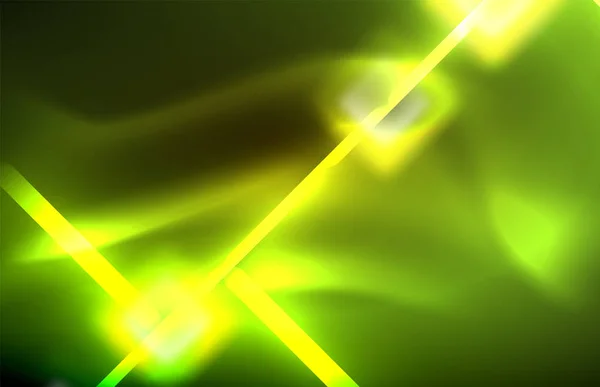Neon glänzende Lichtlinien auf schwarzer, techno moderner Vorlage — Stockvektor