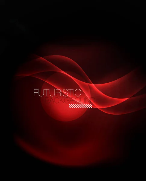 Dark background with neon color waves, vector template — Stock Vector