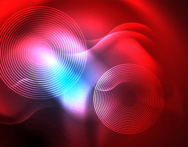 Flux lumineux lignes d'onde néon, bleu salut-tech futuriste modèle de fond abstrait — Image vectorielle