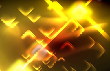 Neon parlayan techno hatları, yüksek teknoloji fütüristik arka plan şablonu kare şekilleri ile