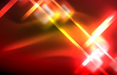 Siyah Neon parlak ışık hatları, techno modern şablon