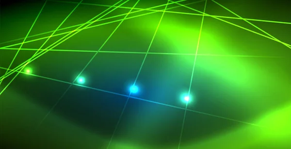 Neon glühende Techno-Linien, blaue Hi-Tech-futuristische abstrakte Hintergrundvorlage mit Lichtern — Stockvektor
