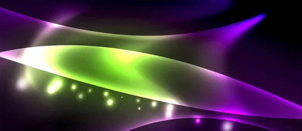 光沢のある輝くネオン光波の背景 — ストックベクタ