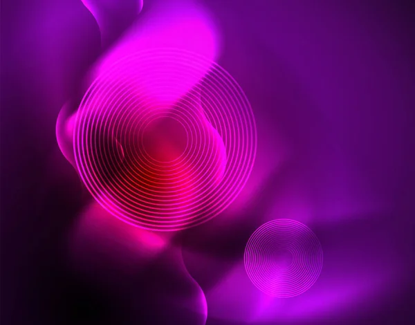 Zářivá neonová šablona geometrických vln — Stockový vektor