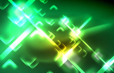 Siyah Neon parlak ışık hatları, techno modern şablon