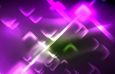 Siyah Neon parlak ışık hatları, techno modern şablon