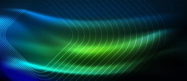 Neon parlayan techno hatları, yüksek teknoloji fütüristik arka plan şablonu kare şekilleri ile