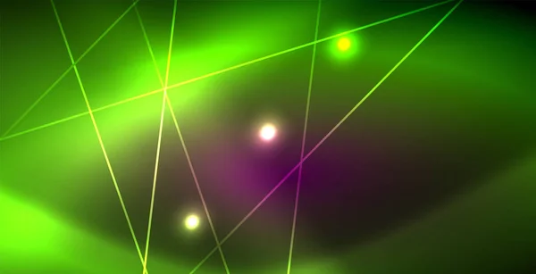 Неоновые светящиеся линии, магическая энергия пространство концепции света, абстрактные обои дизайн фона — стоковый вектор