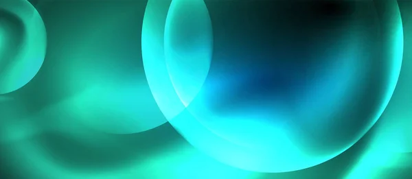 Burbujas de neón azul y círculos fondo abstracto, diseño techno magia futurista — Archivo Imágenes Vectoriales