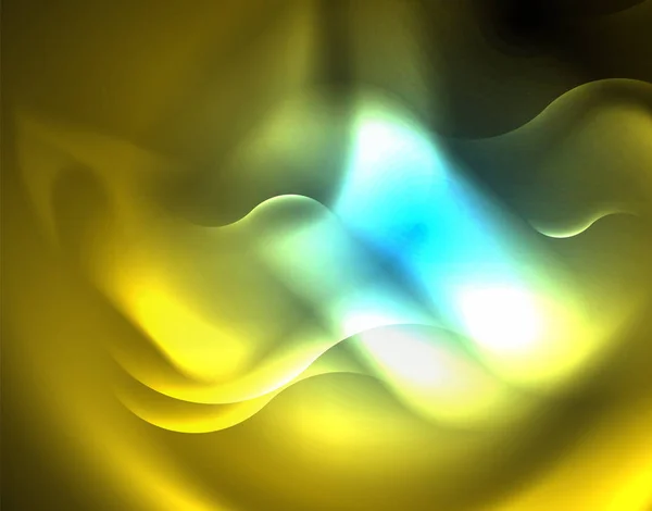 Неоновые светящиеся волновые линии, синий хай-тек футуристический абстрактный шаблон фона — стоковый вектор