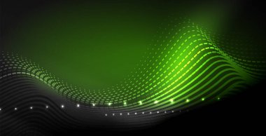 Koyu, parlak hareket, sihirli alan ışık parlayan soyut dalga. Techno arka plan