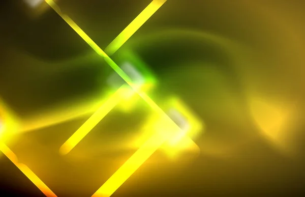 黒、テクノモダンテンプレート上のネオン光沢のある光線 — ストックベクタ