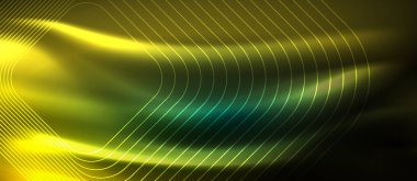 Neon parlayan elemanları, parlak hareket konsepti ile koyu arka plan