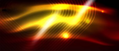 Neon parlayan techno hatları, yüksek teknoloji fütüristik arka plan şablonu kare şekilleri ile