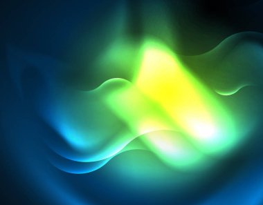 Neon parlayan dalga hatları, mavi Hi-Tech futuristik soyut arka plan şablonu