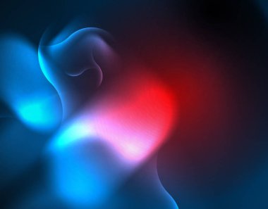 Neon parlayan dalga hatları, mavi Hi-Tech futuristik soyut arka plan şablonu