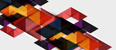 Soyut geometrik arkaplan. Modern çakışan üçgenler. Mesajınız için alışılmadık renk şekilleri. İş ya da teknik sunum, uygulama kapağı şablonu