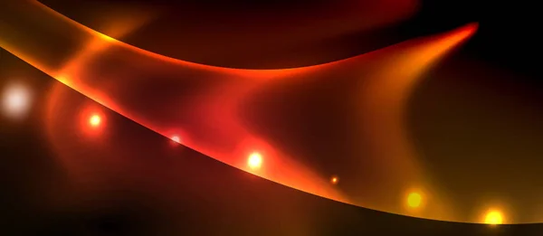 ネオンカラーウェーブライン抽象的な背景、魔法のテクノ未来的な光 — ストックベクタ